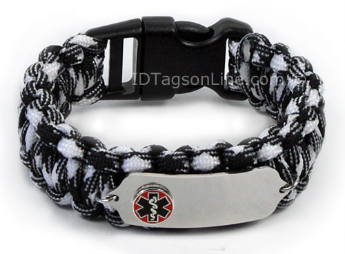 Zebra Paracord Medical Id Bracelet with Raised Medical Emblem. - Click Image to Close